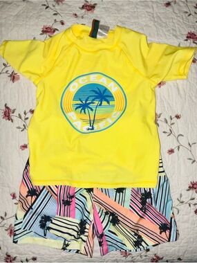 OP Bright Yellow Short-Sleeve Rash Guard with Ocean Pacific Logo